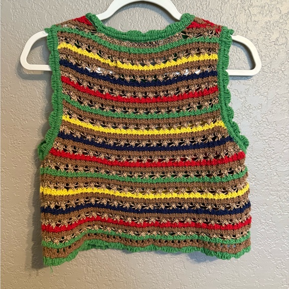 Zara Striped Crochet  Tank with Green Trim - Picture 9 of 12